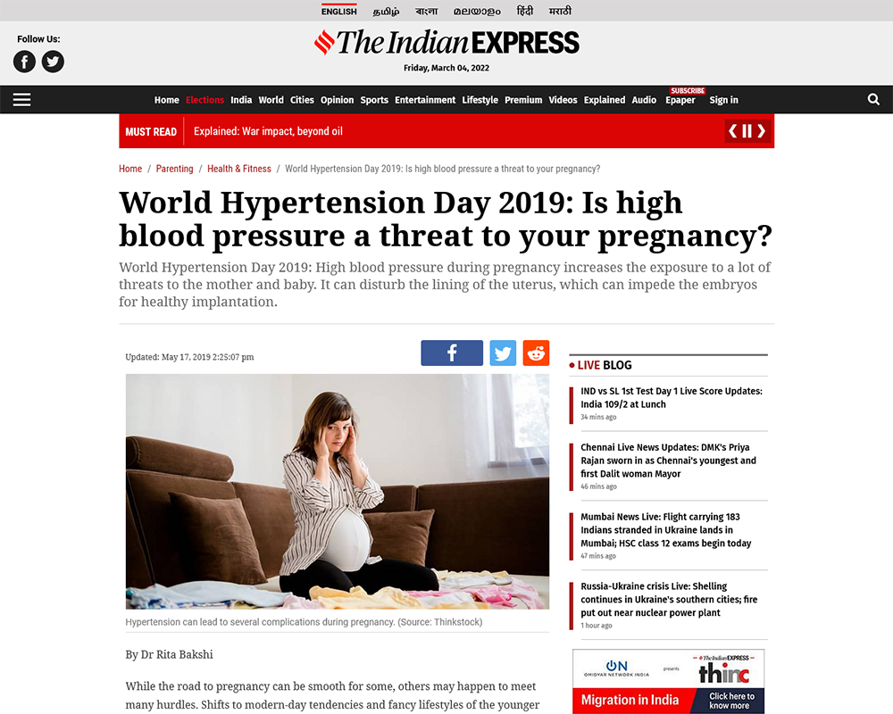 World Hypertension Day 2019 Is high blood pressure a threat to your pregnancy - Dr Rita Bakshi