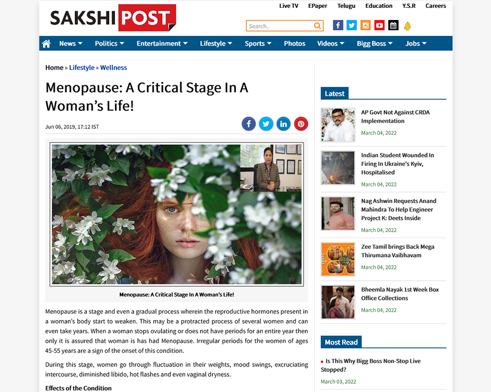 Menopause A Critical Stage In A Woman’s Life - Dr Rita Bakshi