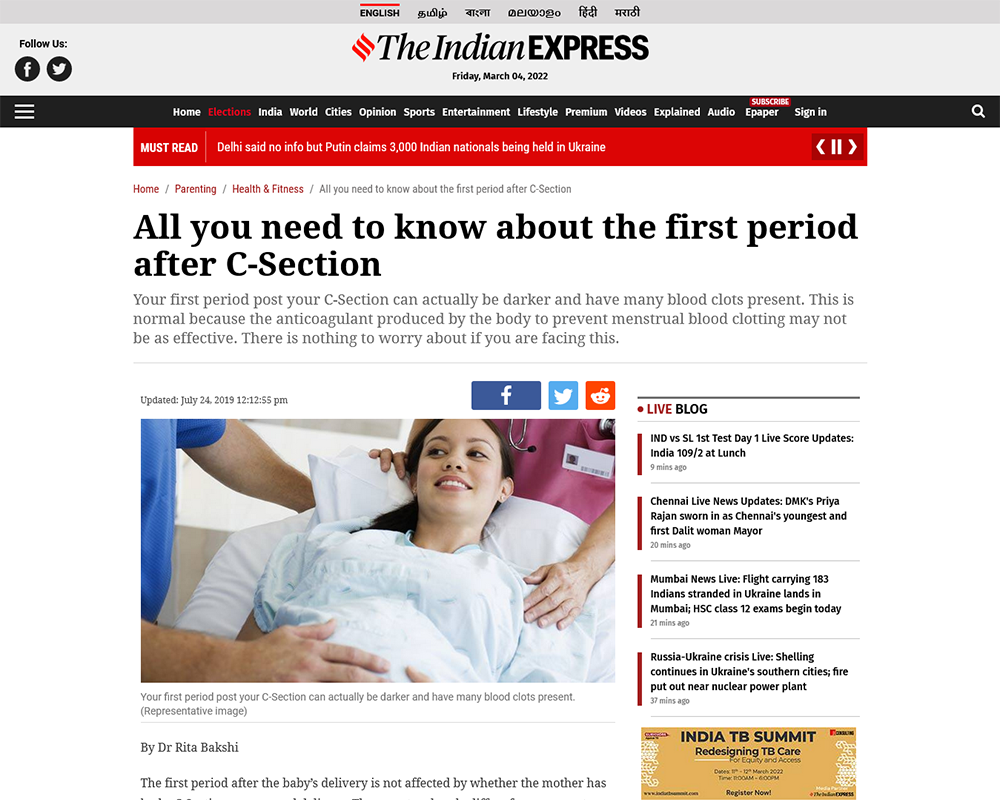 All you need to know about the first period after C-Section - Dr Rita Bakshi