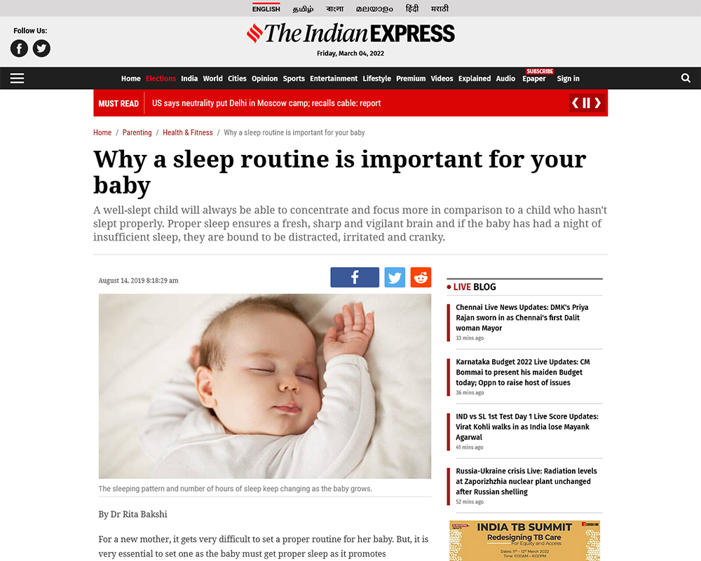 Why a sleep routine is important for your baby - Dr Rita Bakshi