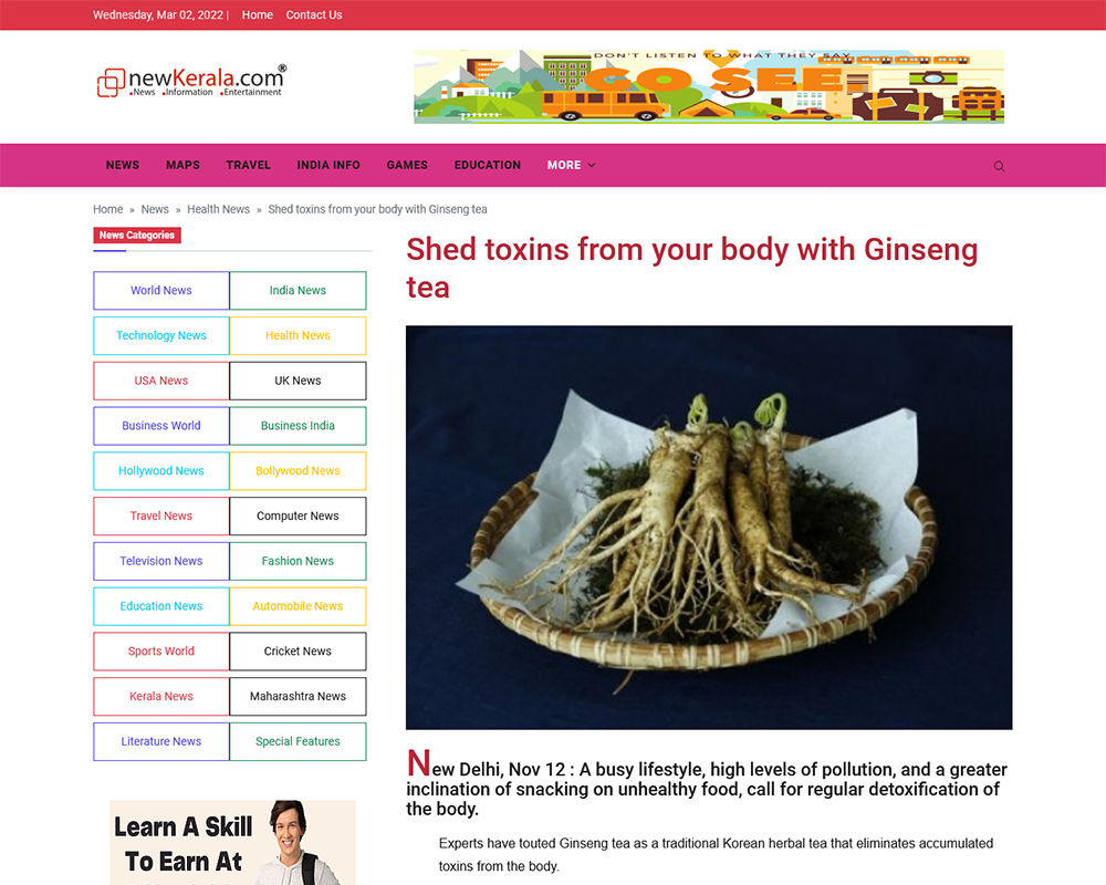 Shed toxins from your body with Ginseng tea - newkerala com